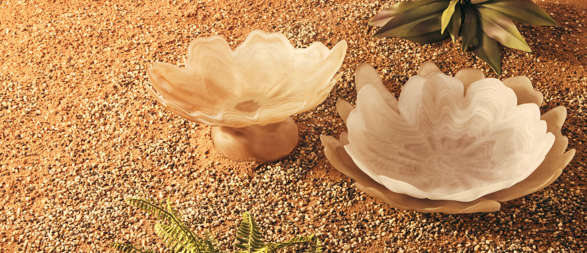Galene Fluted Natural Glass Plate