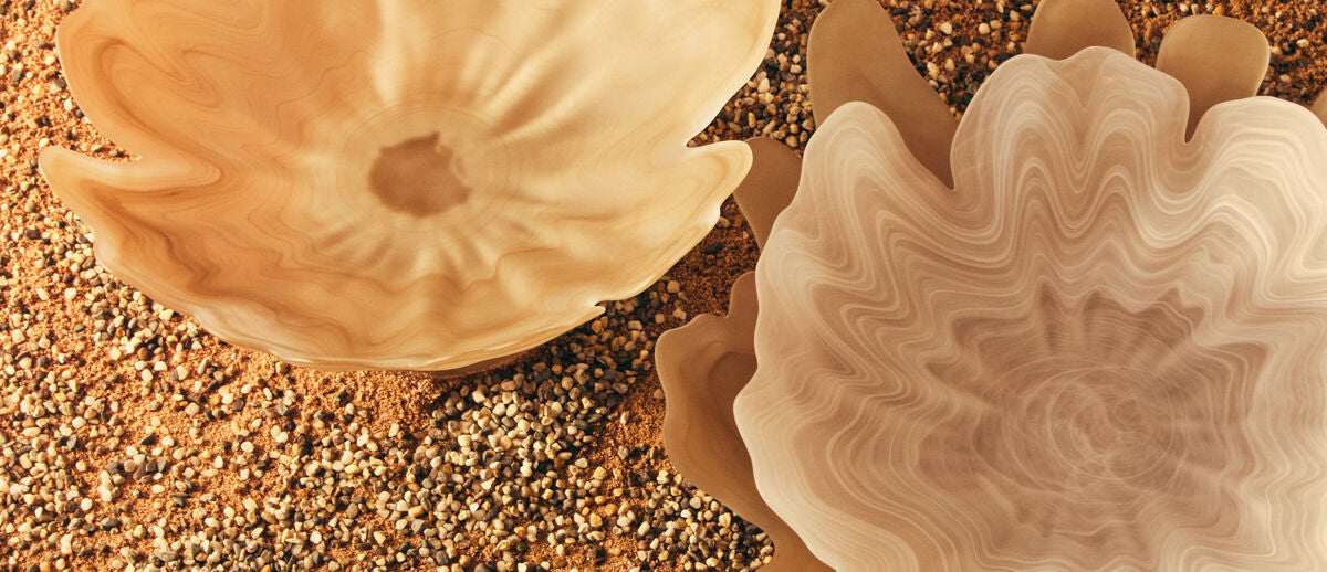 Galene Fluted Natural Glass Pedestal Bowl