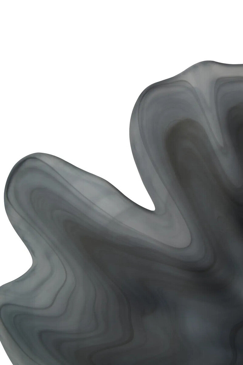 Galene Fluted Grey Glass Pedestal Bowl