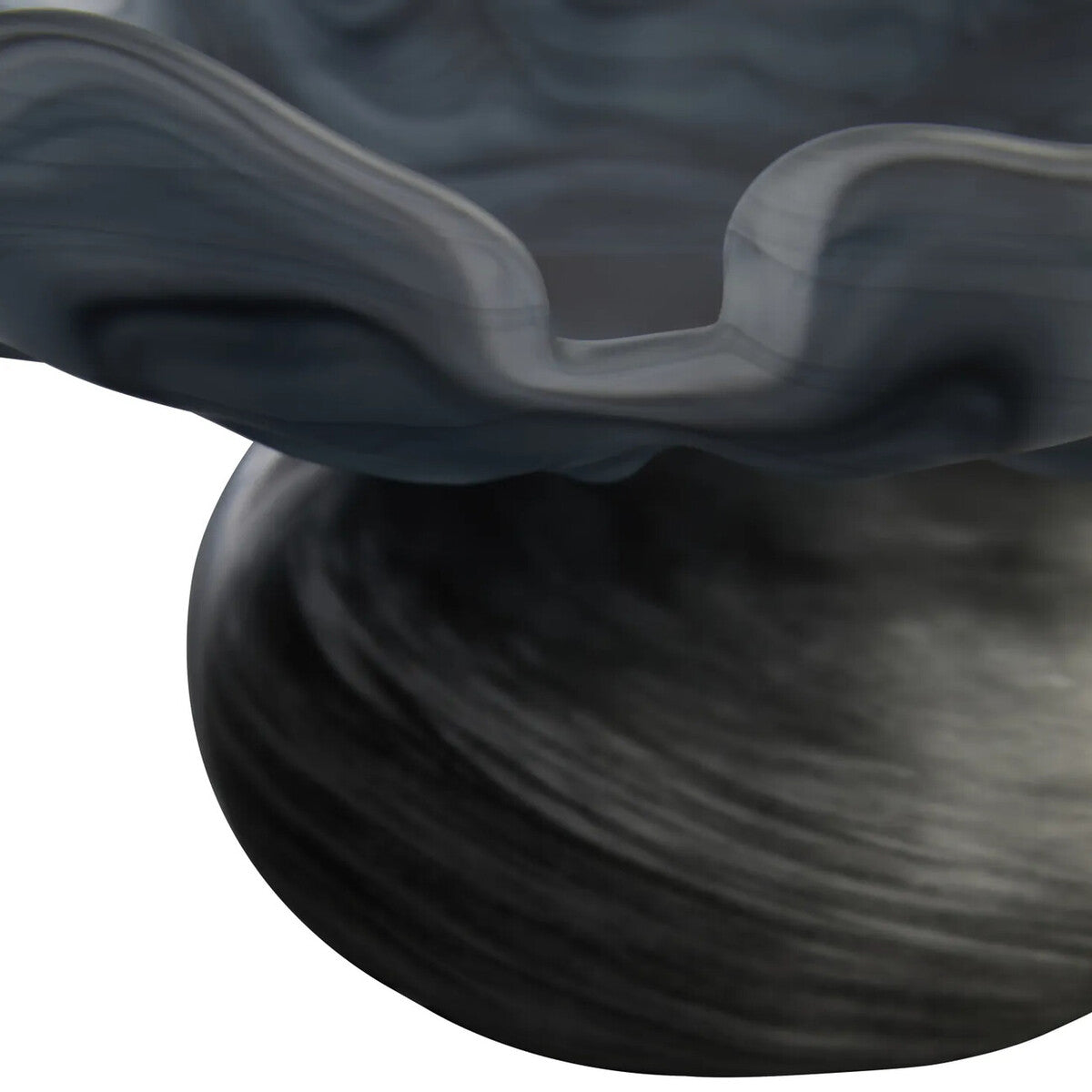 Galene Fluted Grey Glass Pedestal Bowl