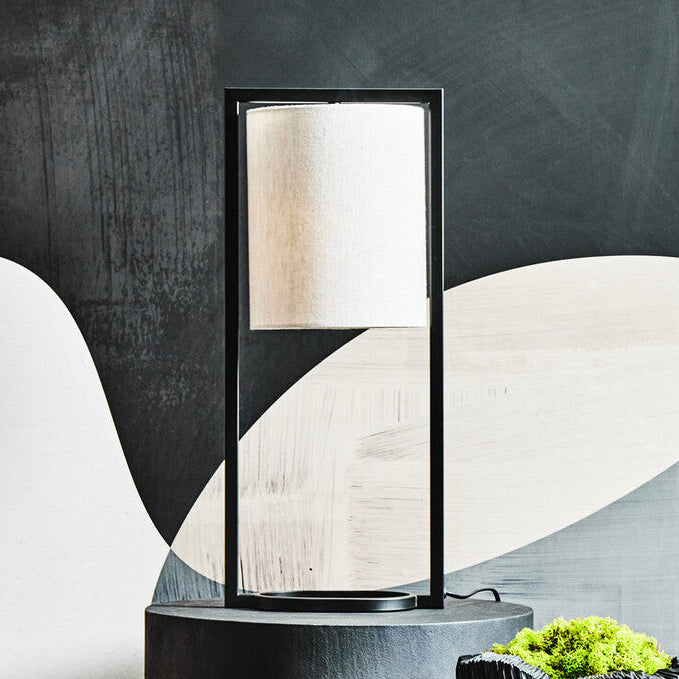 Lara Black Metal Table Lamp with Grey Shade - Image 4