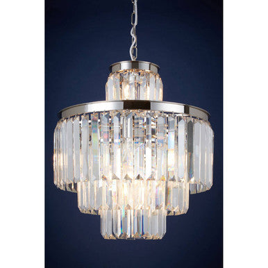 Crystal chandelier with a dark blue background