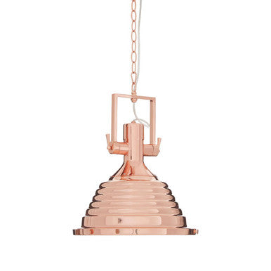 Copper pendant light on a white background