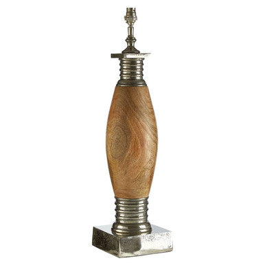 Wooden object with metal base and top on a white background