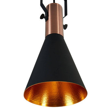 Argo Small Pendant Light in Black and Copper.