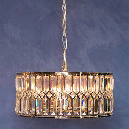 Chandelier with crystal accents on a blue background