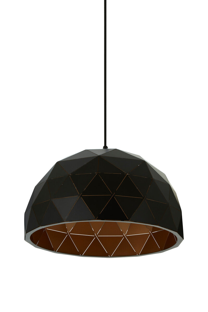 Mateo Small Black and Copper Dome Pendant Light