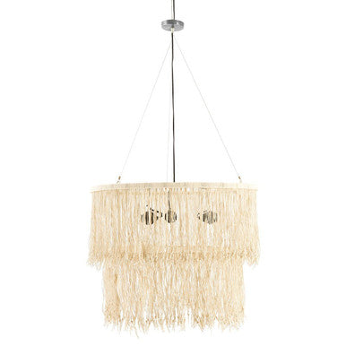Hestina Cream Leather Ceiling Light - Image 1