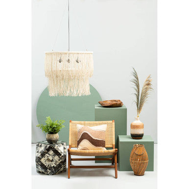 Hestina Cream Leather Ceiling Light