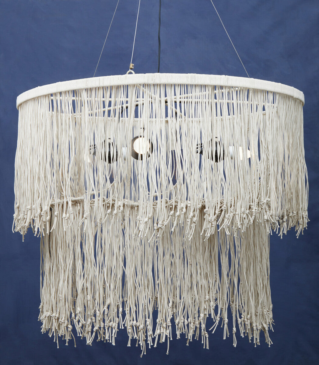 Hestina Cream Leather Ceiling Light - Image 2