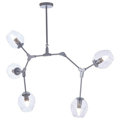 Abira 5 Arm Silver Finish Pendant Light - Image 1