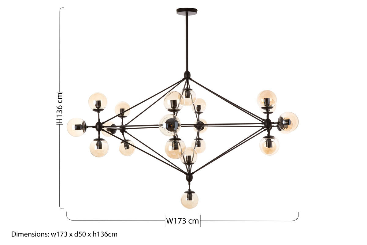 Abira Matte Black 21 Arm Pendant Lamp - Image 6