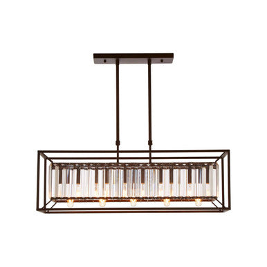 Akiko 5 Bulb Dark Bronze and Glass Ceiling Light
