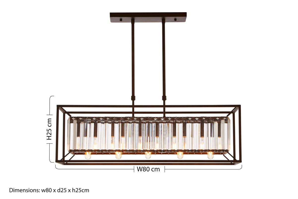 Akiko 5 Bulb Dark Bronze and Glass Ceiling Light