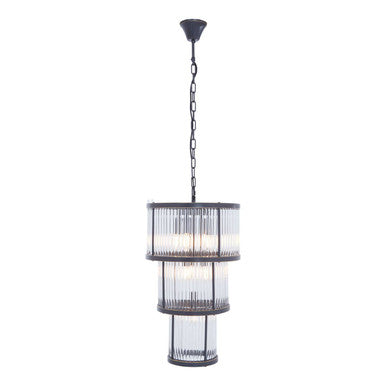 Salasco 3 Tier Black Finish Glass Chandelier - Image 3
