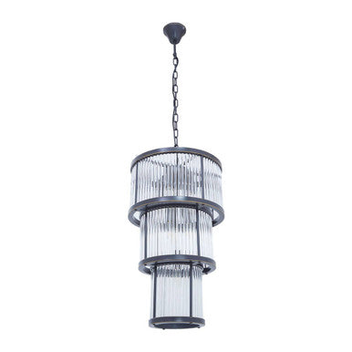 Salasco 3 Tier Black Finish Glass Chandelier - Image 4