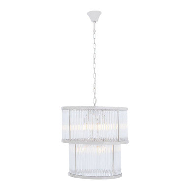 Salasco 2 Tier Nickel Finish Glass Chandelier - Image 1