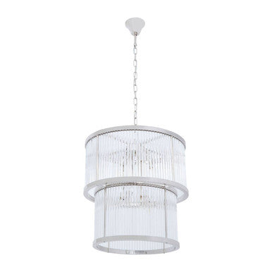 Salasco 2 Tier Nickel Finish Glass Chandelier - Image 3