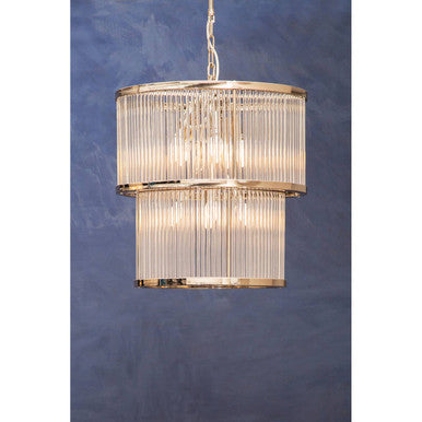 Salasco 2 Tier Nickel Finish Glass Chandelier - Image 2