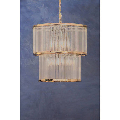 Salasco 2 Tier Nickel Finish Glass Chandelier - Image 4