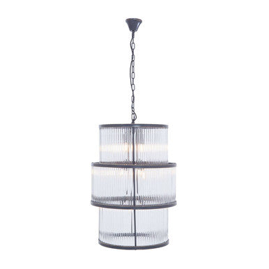 Salasco Black Finish 3 Tiered Glass Chandelier - Image 1