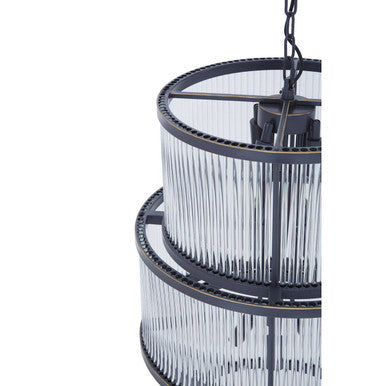 Salasco Black Finish 3 Tiered Glass Chandelier - Image 5