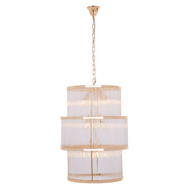Salasco 3 Tier Gold Finish Glass Chandelier - Image 1