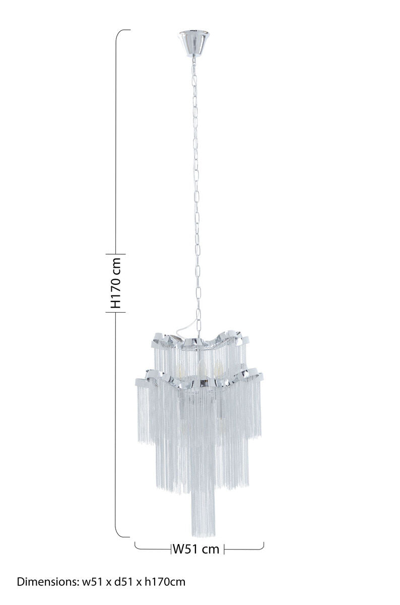Lerici 2 Tier 6 Light Chrome Pendant 51cm - Image 7