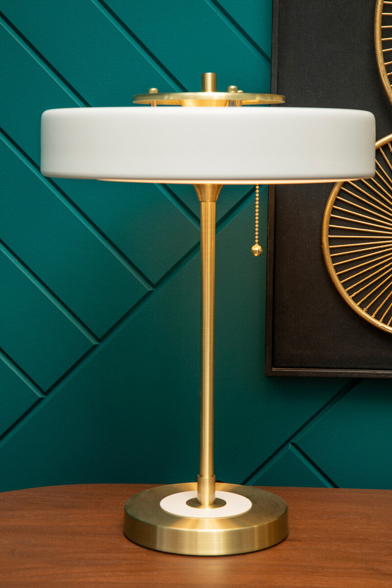 Rogano White Shade with Gold Finish Frame Table Lamp - Image 3