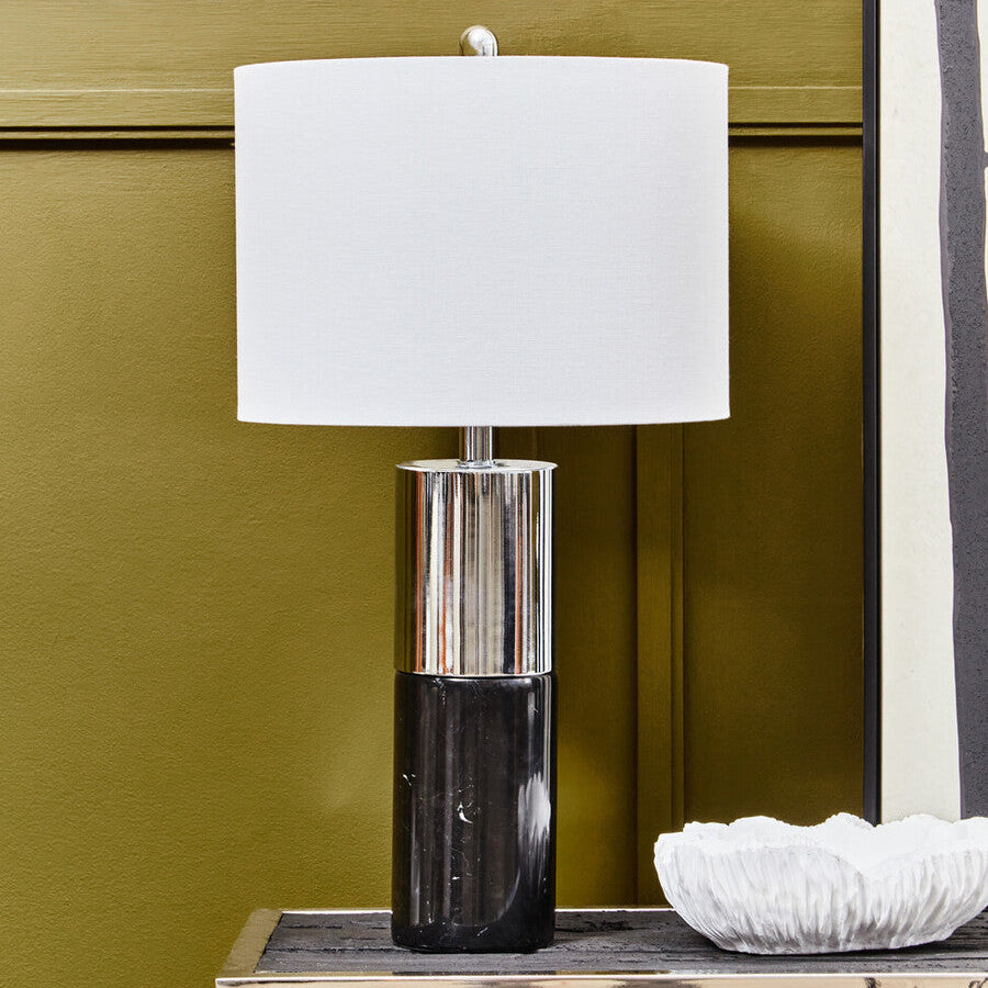 Edgar Black Marble and Chrome Table Lamp - Image 3