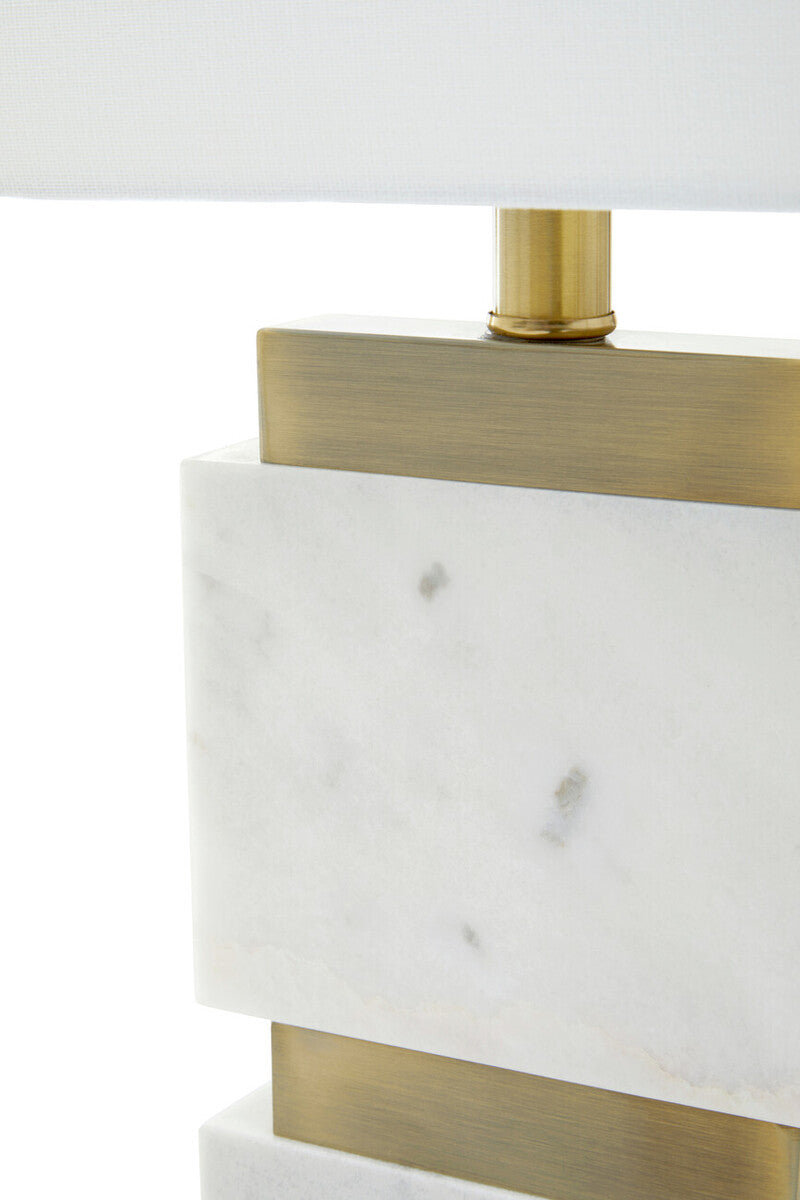 Eira Table Lamp with Marble Base and Ivory Shade