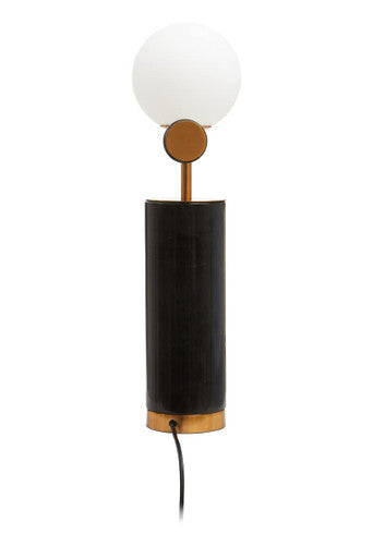 Marmo Black Marble Table Lamp With White Shade