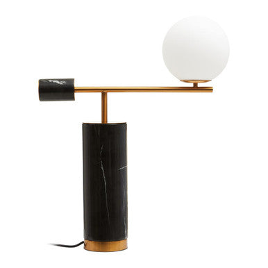 Marmo Black Marble Table Lamp With White Shade