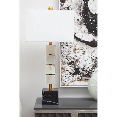 Marmo White Fabric Shade Table Lamp - Image 2