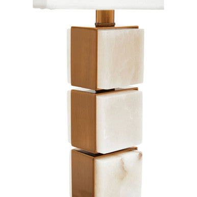 Marmo White Fabric Shade Table Lamp - Image 11