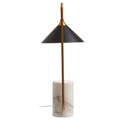 Marmo Black Shade Table Lamp With White Marble Base