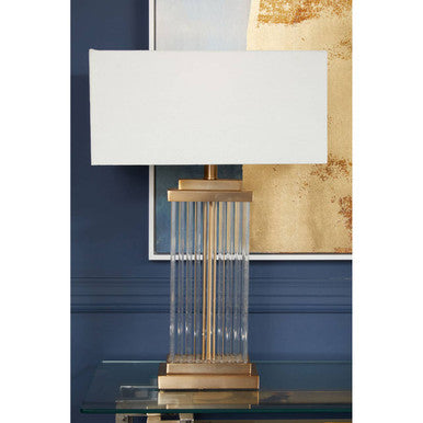 Sabira Golden Metal And Glass Table Lamp