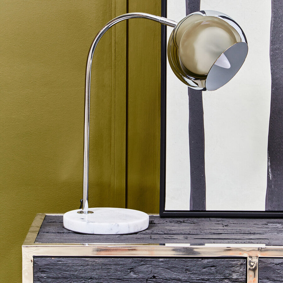 Karter Chrome Finish Table Lamp With White Base - Image 2