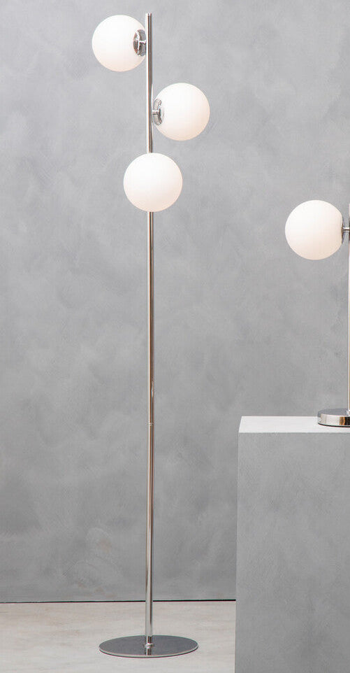 Karter Chrome Finish And White Glass Floor Lamp - Image 3