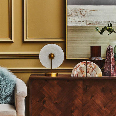 Waldorf White Marble And Gold Finish Table Lamp - Image 2