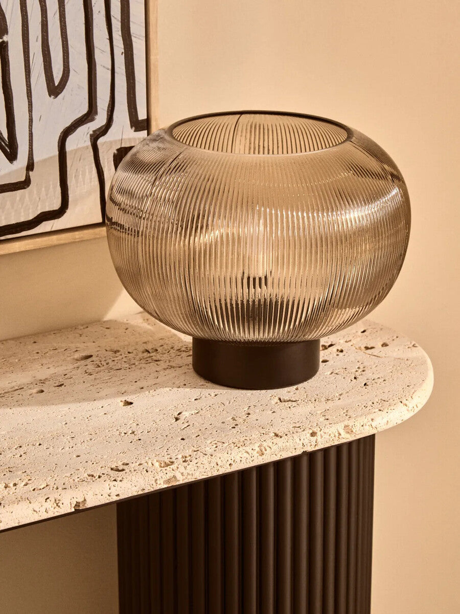 Enola Large Ribbed Smoked Glass Table Lamp