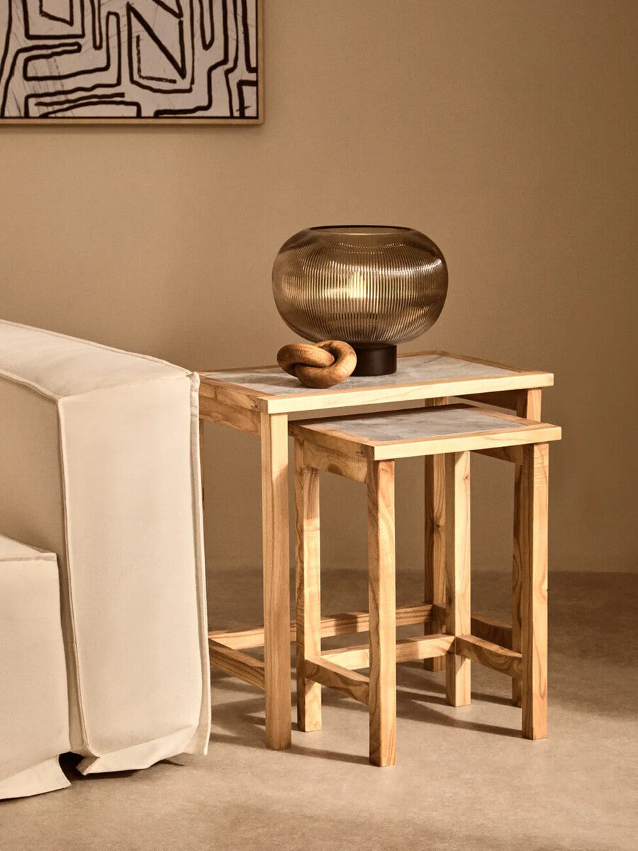 Enola Large Ribbed Smoked Glass Table Lamp