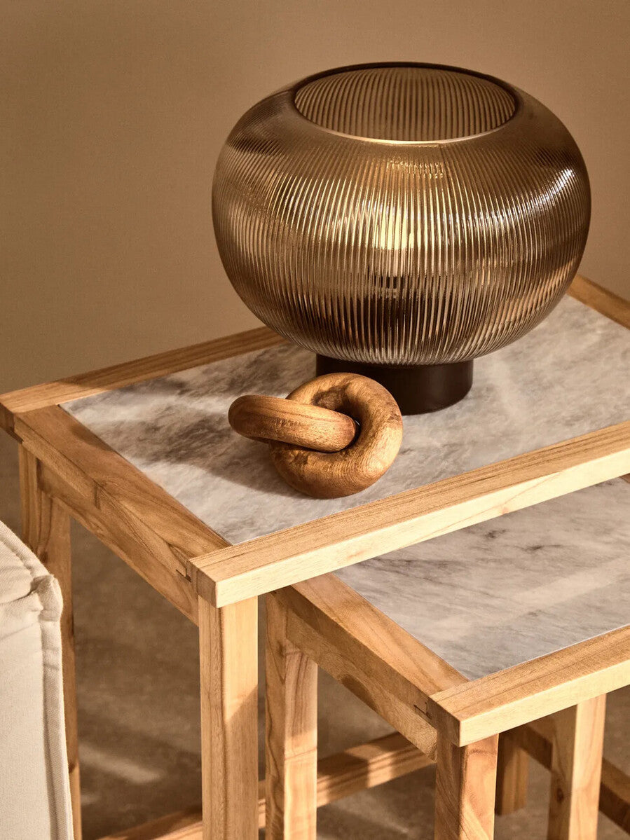 Enola Large Ribbed Smoked Glass Table Lamp