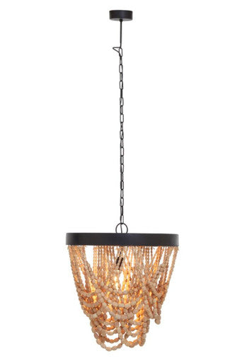 Lapiz Wood Bead Chandelier - Image 1