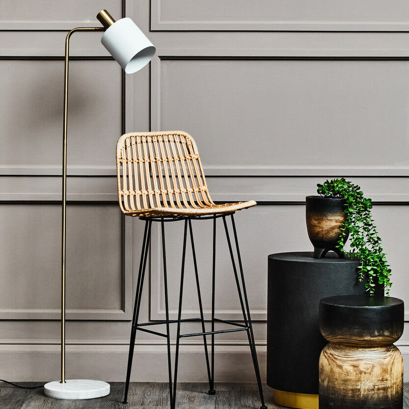 Newton White Marble and Gold Floor Lamp - Image 2