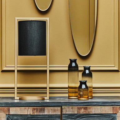 Lara Black Shade With Gold Finish Metal Frame Table Lamp - Image 2