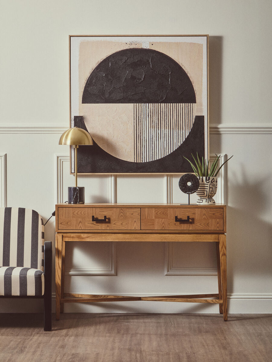 Brushed Brass Table Lamp with Black Marble Base | Murdoch