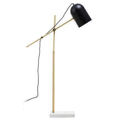 Equipoise Black and Brass Finish Floor Lamp with Marble Base