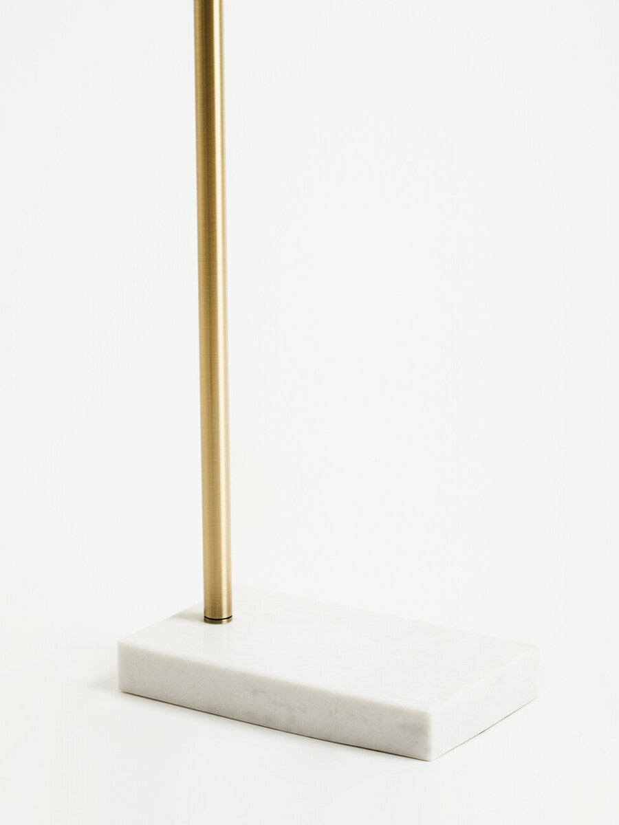Equipoise Black and Brass Finish Floor Lamp with Marble Base