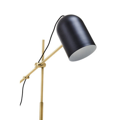 Equipoise Black and Brass Finish Floor Lamp with Marble Base